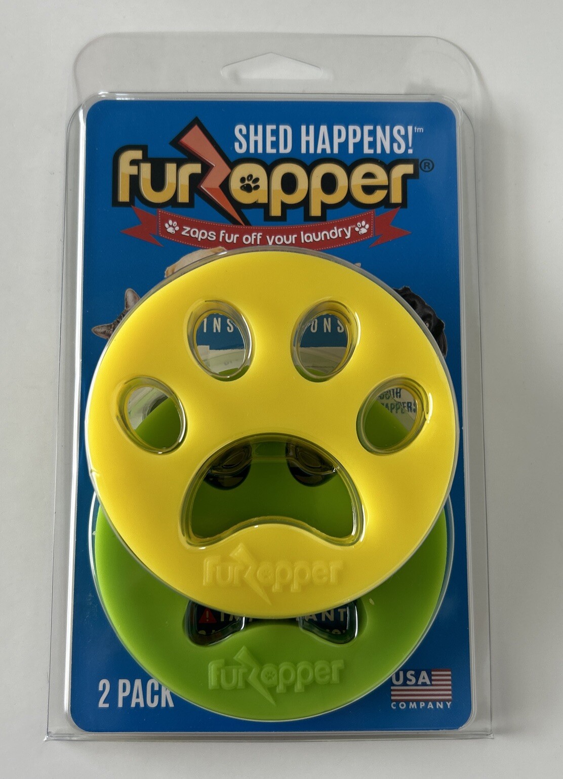 Cat/Dog Fur Zapper Pet Hair Remover 2 Pack -Laundry Helper Washer Yellow & Green
