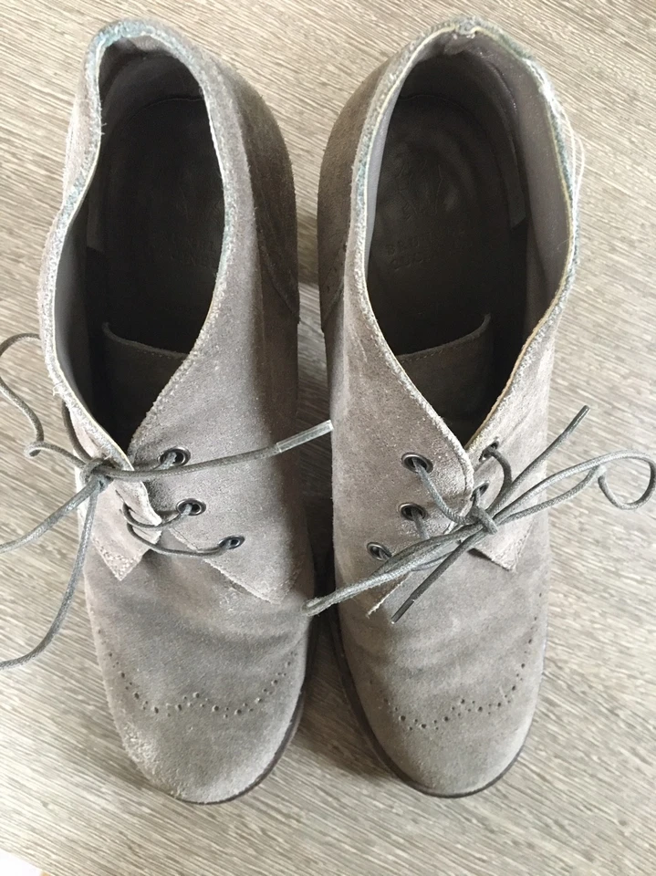 Botines Brunello Cucinelli Gris Gamuza Tacón Talla 40 (US 10) Corbata Informal Foto 2 de 4