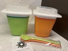 Chill Factor Ice Cream & Frozen Yogurt Maker NWOB Lot/2 Yo Tub Orange & Green