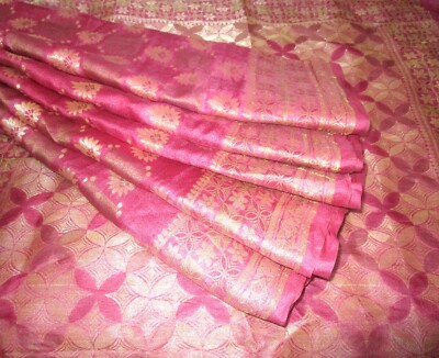 BVH WEARABLE PURE SILK Vintage Sari Saree 5yds 21July4108 X02 E740 Pink #ABCKB