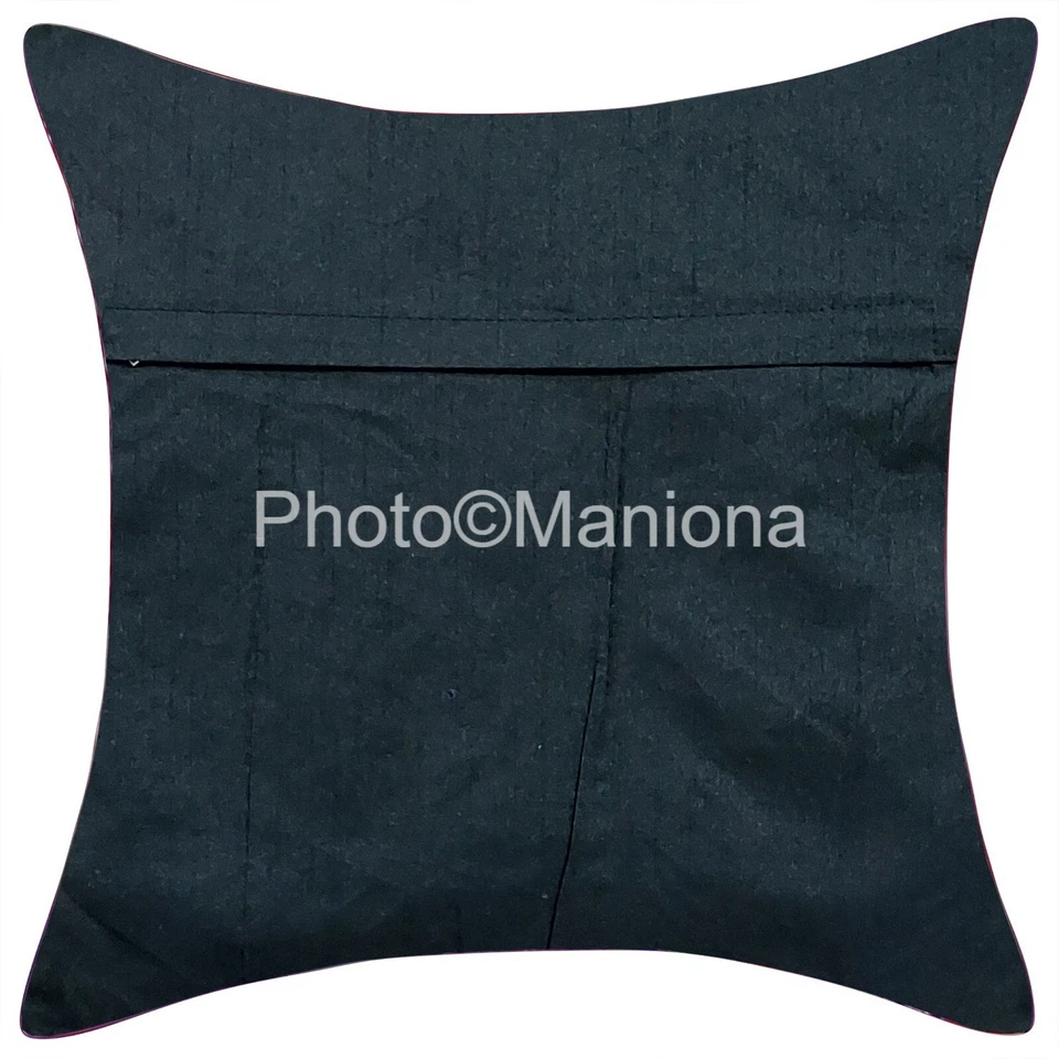 Indian Decorative Art Silk Square Throw Pillow Cover Cushion Case Handmade Pilow - Image 2 of 2