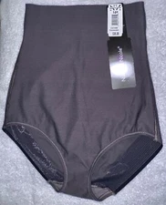NAOMI & NICOLE Sleek Solutions Dark Grey Firm Control Hi Waist Brief Womens Sz L
