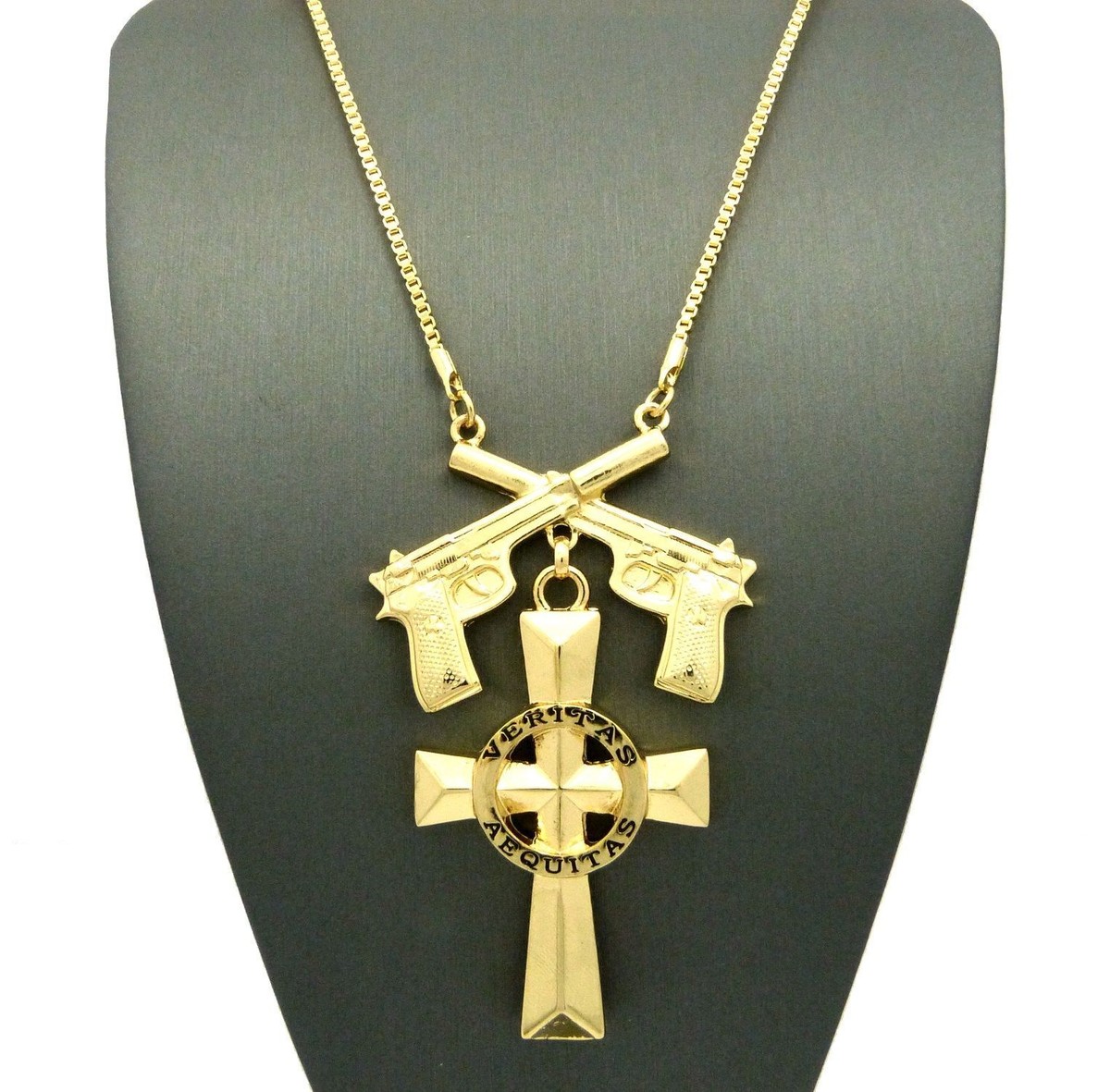 Schwarze Hematit Beschichtete Kette Veritas Aequitas Cross Boondock Saint Anhänger 5 Mm Hölzerne Schwarze Kreuz Halskette