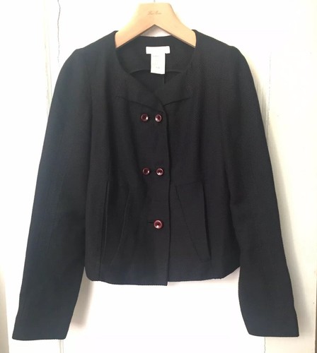 Jacket Chloe Women’s Coat size 42 Navy Highly Detailed Buttons Silk-Cotton