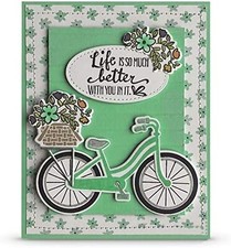 4.8x4inch Bicycle Flower Clear Stamp and Dies Set Die Cuts Metal Cutting Die ...