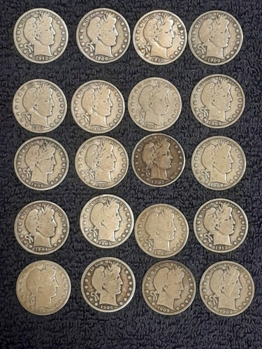 Roll of 20 nice different G-VG+ Barber Half dollars. See description.lf dollars.