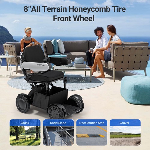 VERPAL Electric Wheelchair Futuristic Foldable 20 Mile Range Heavy Duty 300Lb US - Picture 7 of 14