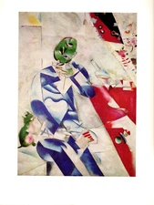 1972 Vintage MARC CHAGALL "THE POET, OR HALF PAST THREE" COLOR offset Lithograph