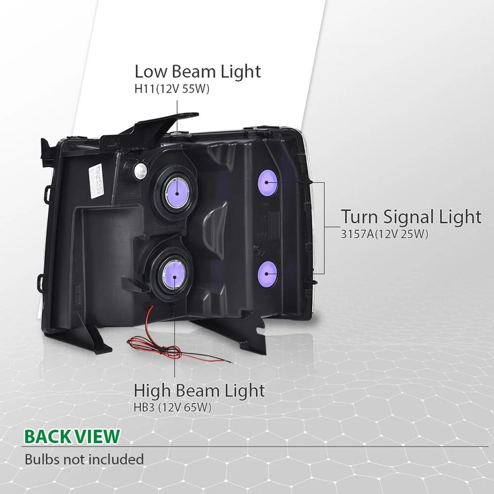 Fit For 2007-2013 Chevy Silverado 1500 Chrome/Clear LED DRL Tube Headlights - Image 4 of 4