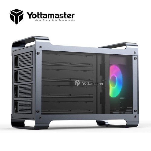Yottamaster 4 Bay RAID Hard Drive Enclosure Type B RGB For 2.5" 3.5" SATA HDD US - Picture 8 of 9