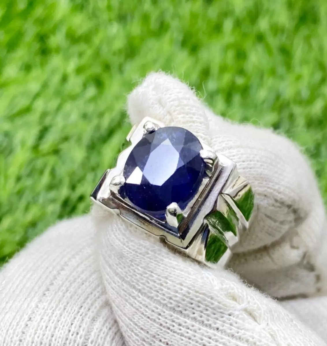 Mens 1/3 Carat (ctw) Dark Blue Sapphire Ring in Sterling Silver | eBay