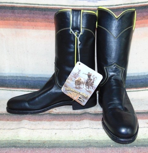 Yellow Leather Roper Cowboy Boots 6.5 B 