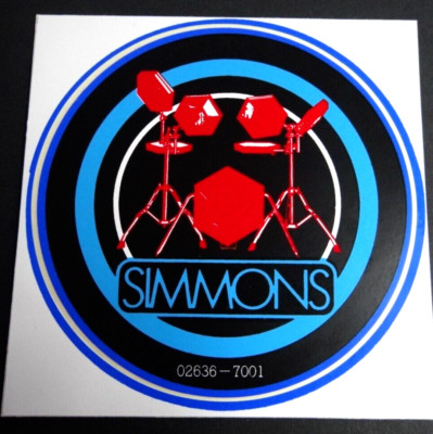 Werbe-Aufkleber Dave Simmons UK Electronic Drums E Schlagzeug Drummer 80er Jahre