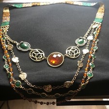 EgyptIan Revival Beaded Statement Necklace Multi-colors 24” long Wear 2 Ways