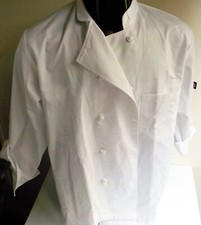 DICKIES White Chefs Jacket Knotted Button SZ XS NWOT