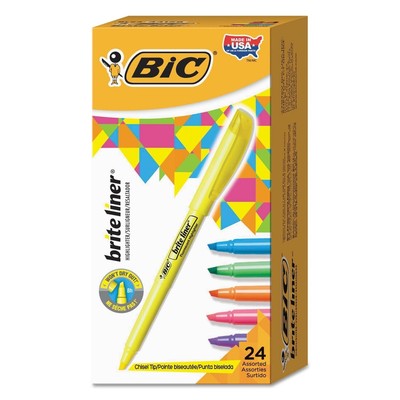 Brite Liner Highlighter, Chisel Tip, Assorted Colors, 24/Set N/A