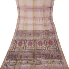 Vintage Puce Color Sarees 100 Pure Silk Floral Printed Sari 5YD Craft Fabric