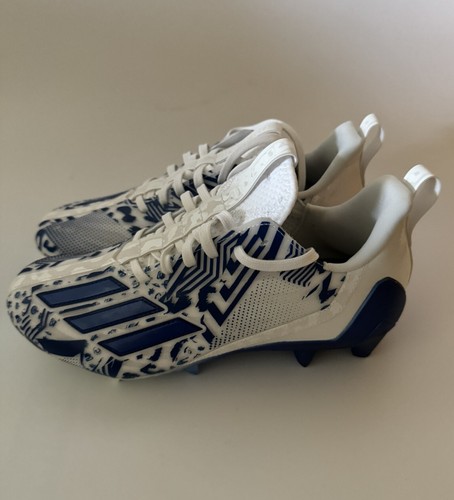 adidas Men’s Size 7.5 ADIZERO FOOTBALL CLEATS Cloud White/Blue IG7224 NEW - Picture 4 of 6