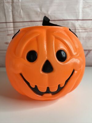 Vtg Halloween General Foam Plastic Blow Mold Trick Treat Candy Bucket Pail JOL