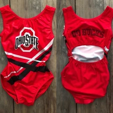 NWT The Ohio State University OSU Buckeyes College Open Back Gymnastics Leotard