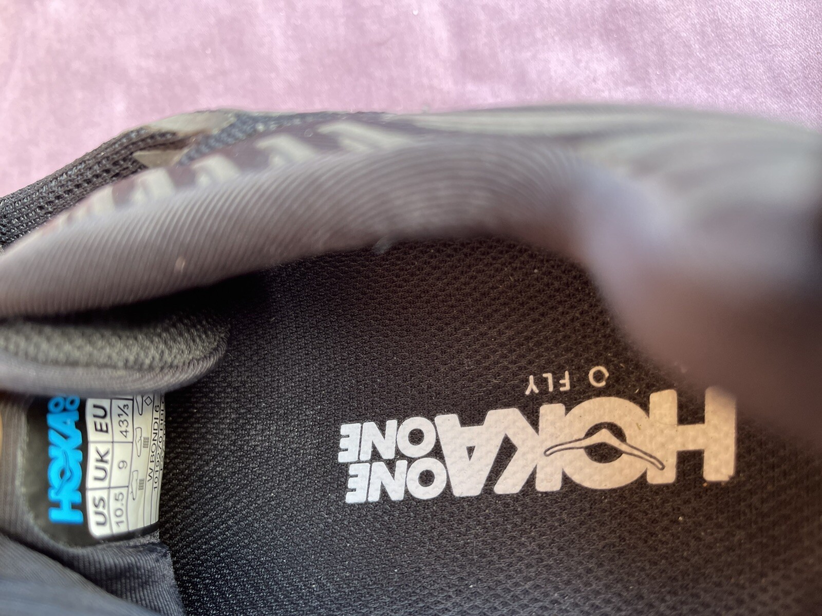 RARE EUC Hoka One One Bondi 6 All Black Women US 10.5 Hiking Running Shoes D5 image 5