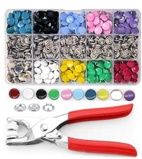 Snap Button Kit 200 Sets Metal Snaps Buttons with Fastener Pliers Press Tool ...