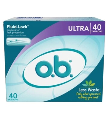 O.B. Tampons Ultra 40 Count Fluid Lock (3 Pack)