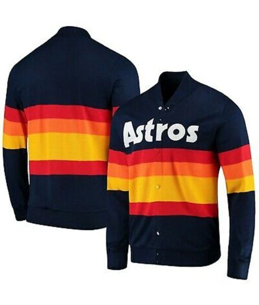 Menu0026#039;s ASTROS Jacket Houston Rainbow Strip Fleece Blue Motorcycle Sweater  Jacket | eBay