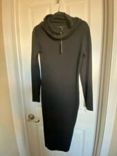 Tart Sweater Dress Long sleeves Cowl Neck Midi Black Size Small