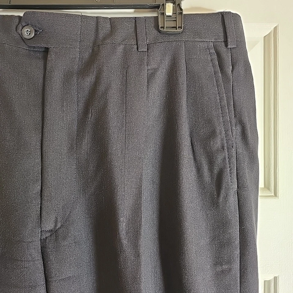 Calça social masculina de lã vintage Embassy Square Anderson pequena EUA 36X32 azul plissada - Imagem 3 de 4