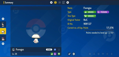 Pokemon Scarlet & Violet 6IV Shiny FOONGUS Max EVs