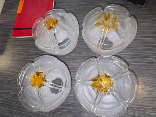 4 x Glass Lamp Shades Vintage Set Frosted Floral Lights Stunning - Picture 2 of 3