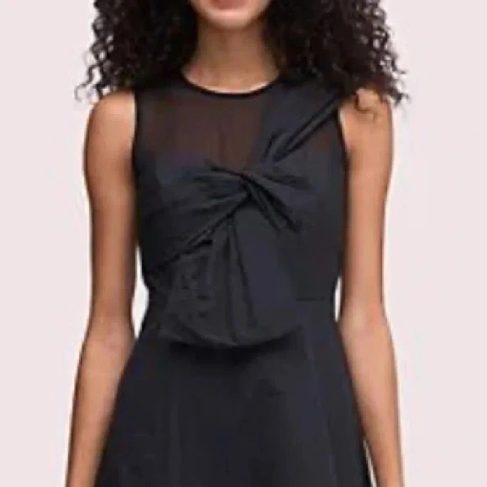 ABITO KATE SPADE NERO FAILLE FIOCCO DAVANTI TAGLIA 6 NUOVO CON ETICHETTE