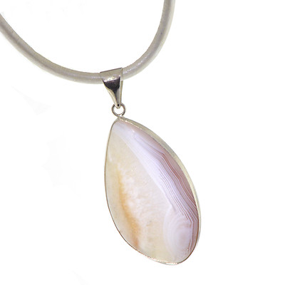 Unisex White Agate Gemstone Pendant Necklace with Leather Cord Gemini Yinyang