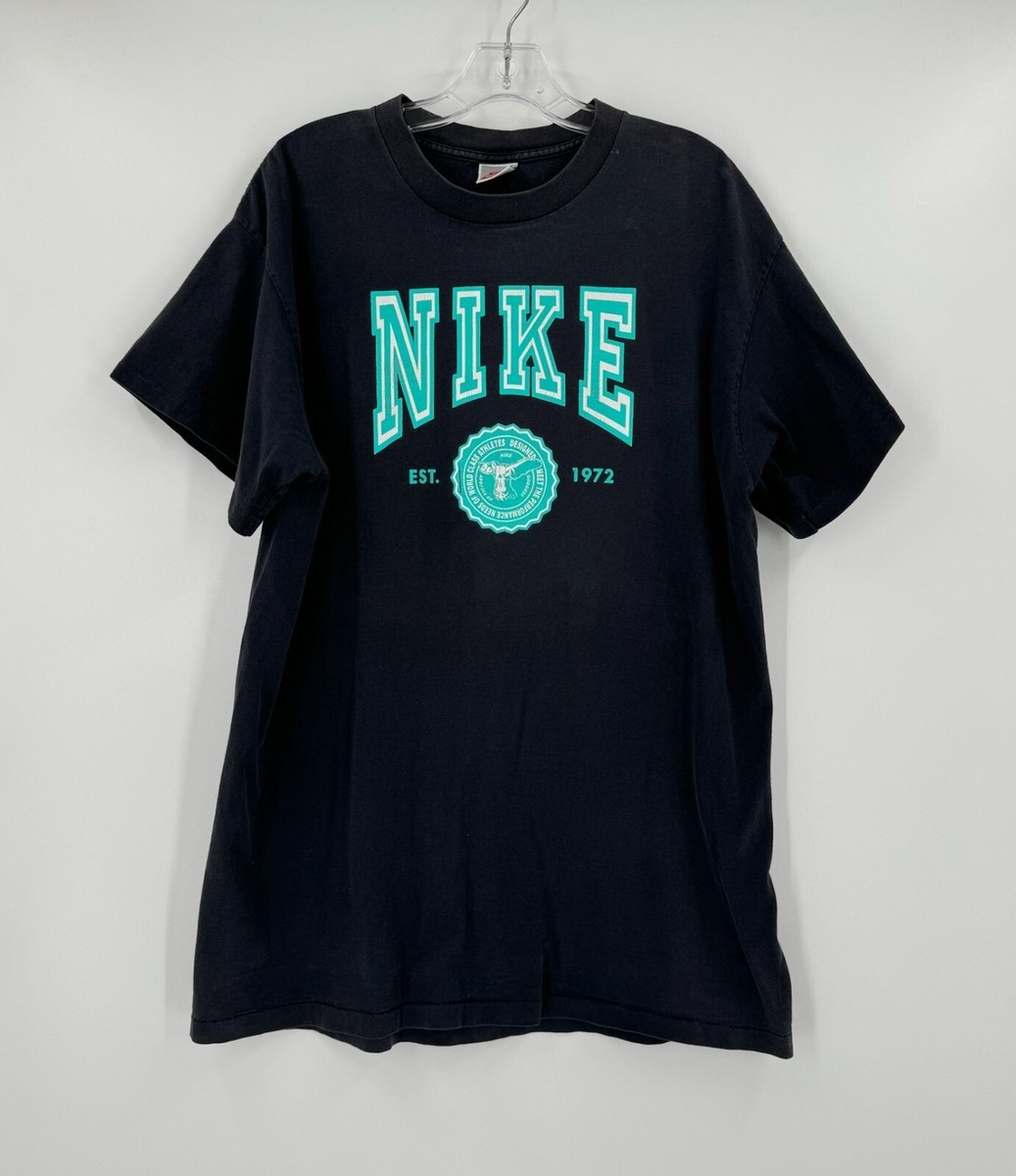 Nike Mens 1980s Vintage Black Goddess of Victory Single Stitch T