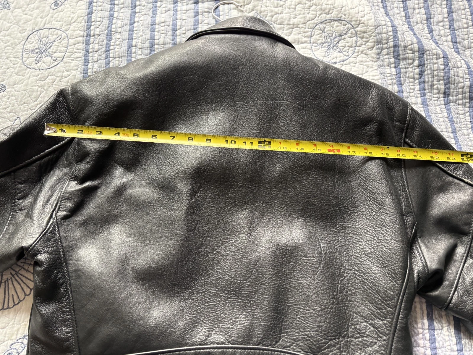 Schott 681 Leather Single Rider Jacket Size 44 Black Collar Flannel Tartan Lined image 7