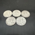 Franklin Half Dollar - 90% Silver - Lot of Five (5) Coins!