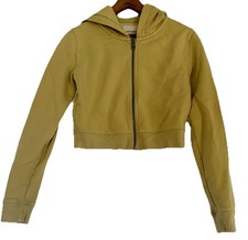 American Eagle Cropped Zip Hoodie Women  s Small Yellow Full Zip Sweatshirt