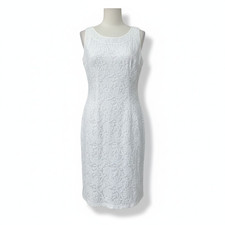 PRADA White Indian Embroidery Sleeveless Cotton Tight Dress Size 40