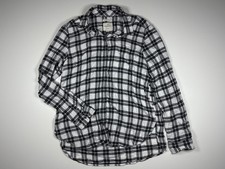 American Eagle Flannel Women Medium Black White Boyfriend Ah Mazingly Soft Style