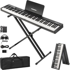 88 Keys Foldable Electronic Keyboard Piano w/ Stand  Headphones Beginner Kit
