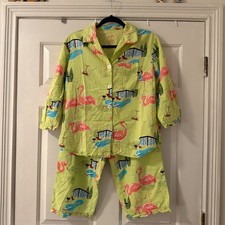 Nick Nora 100 Cotton Backyard Flamingo Pajama Set Size Small 2-PC PJ Pool BBQ