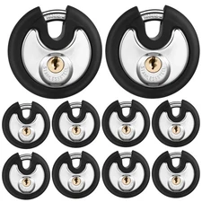 Chumia 10 Pack 70 Mm Pad Lock Keyed Alike Padlocks Stainless Steel Discus Lock,