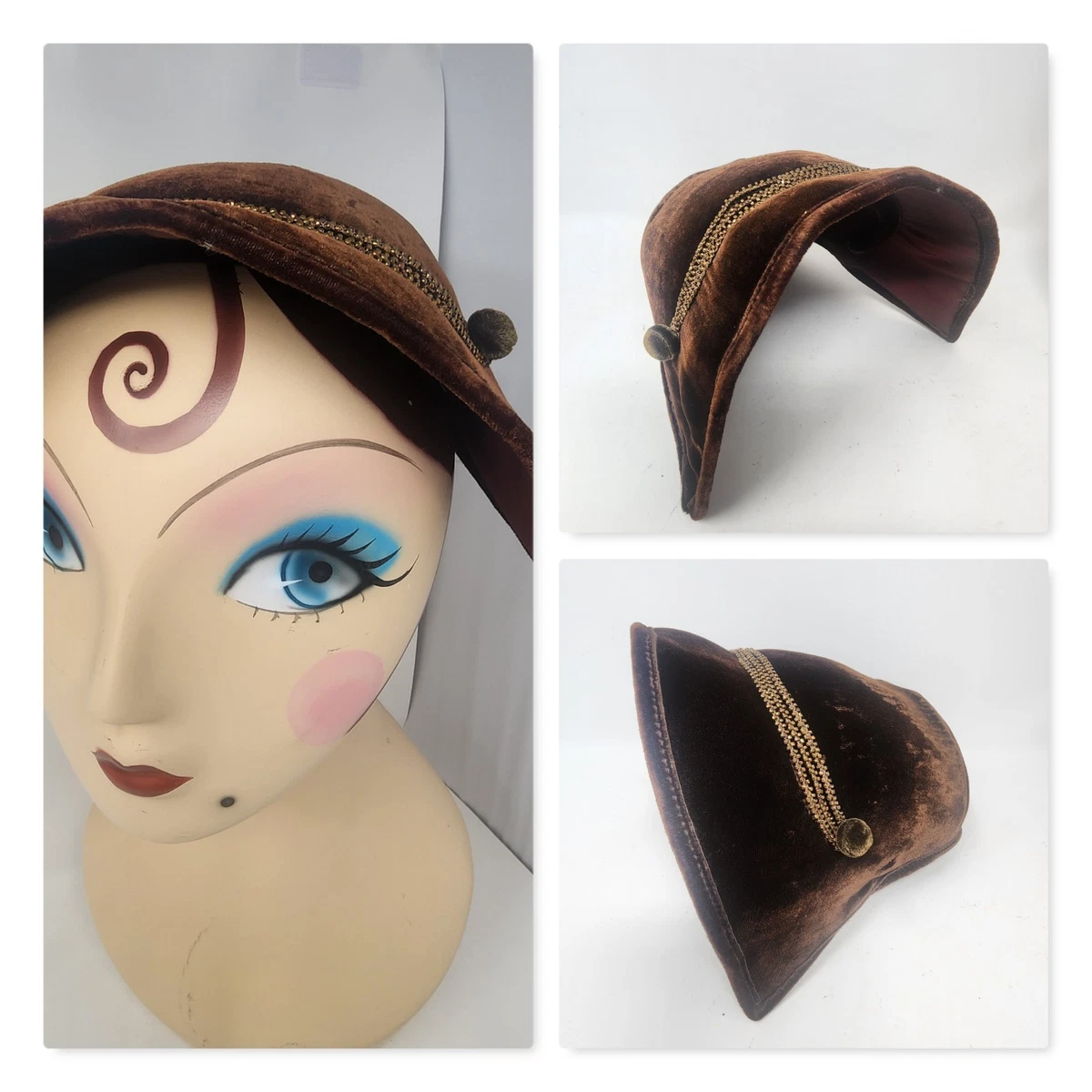 Brown Velvet Vintage Hats for Women for sale | eBay display picture 1