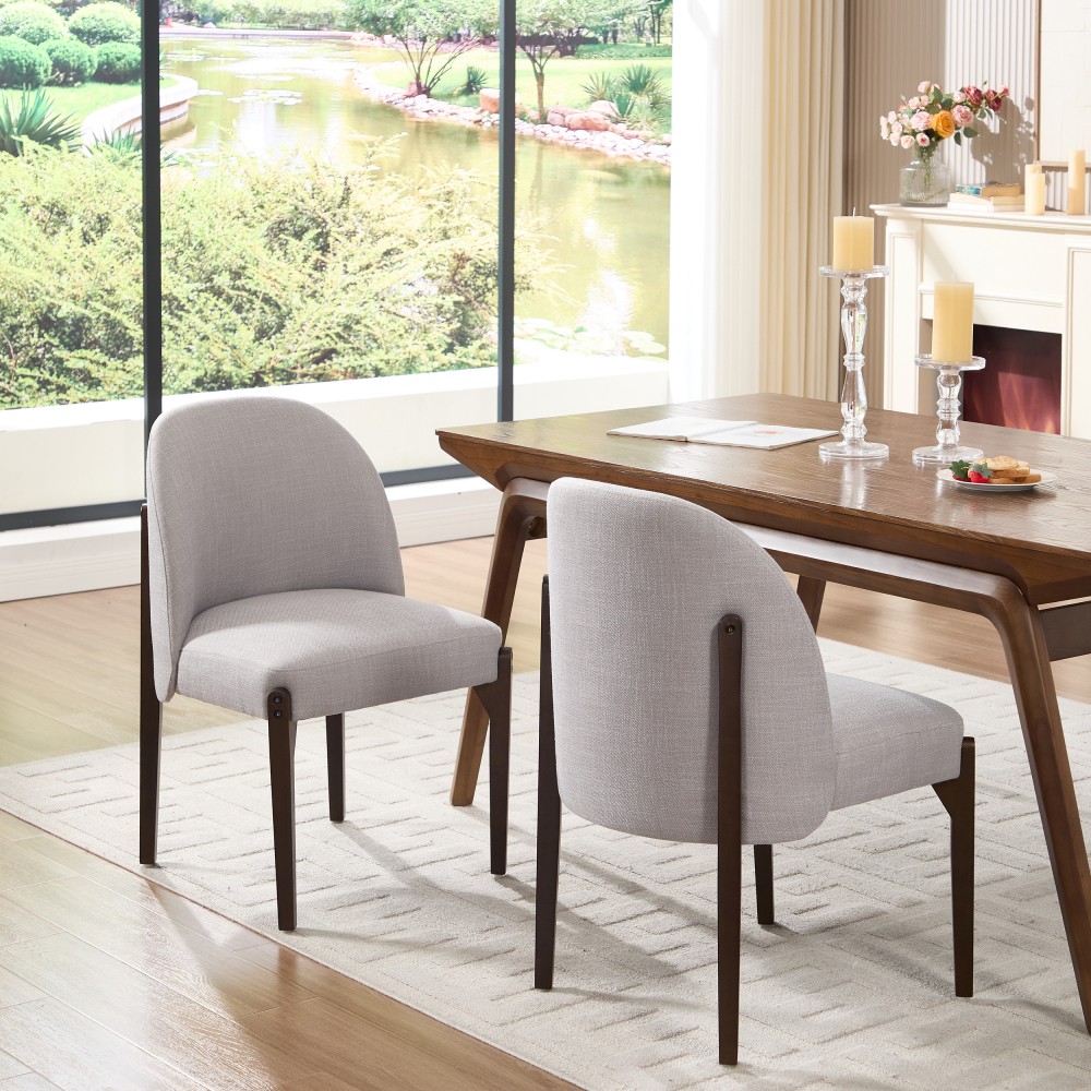 S, Modern Fabric Kitchen Chairs With Wood Legs