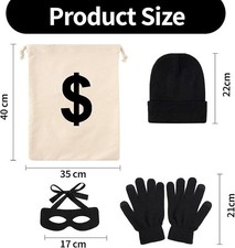 Panzerknacker Maske, Geldsack, Fasching Kostüm, Zorro Herren Maske, Räuber Set