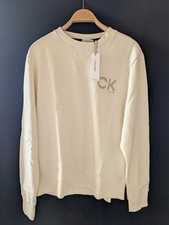 Calvin Klein Herren Pullover Gr. XL Vanilleweiß Sweatshirt Neu mit Etikett