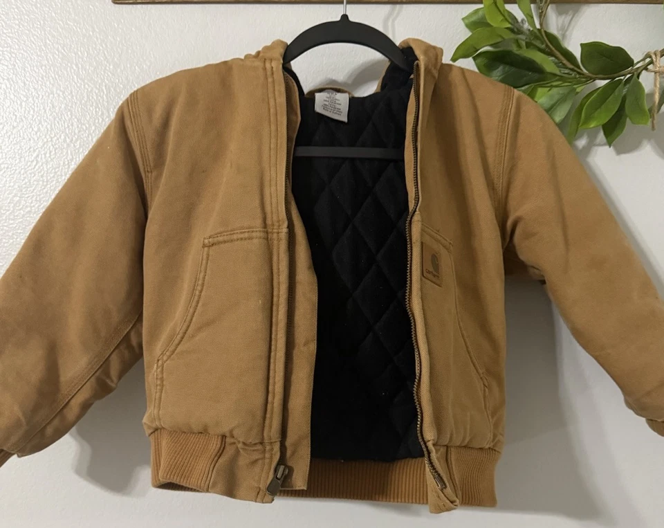 Carhartt Niño Chaqueta con Capucha Aislante en Algodón Marrón con Forro Acolchado Foto 4 de 4