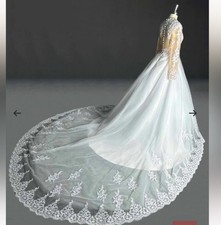 A-Line Long Sleeves Lace Tulle Court Train Wedding Dress