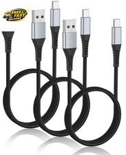 Short USB C Cable 2FT 3 Pack Braided USB a to USB C Charging Cord for Car, Type